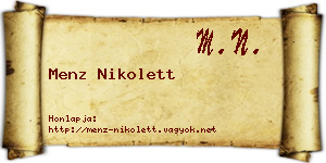 Menz Nikolett névjegykártya